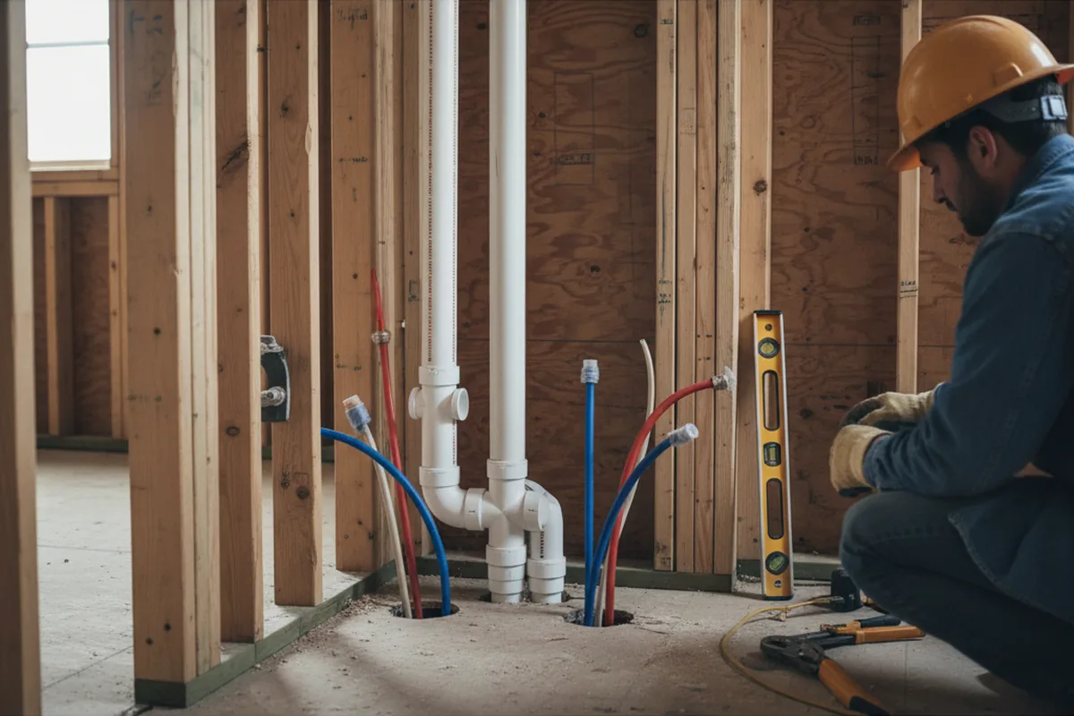 Drain and supply rough-in during Drain Cleaning in Charles Town